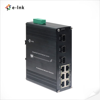 Industrial 6-Port Fast Ethernet PoE Switch with 3 Fiber Uplinks 30W/Port