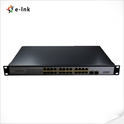 24-Port Gigabit PoE+ Switch with 2 Fiber Uplinks 600W Power Fanless Design