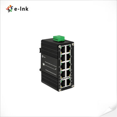 Industrial 10 Port Gigabit PoE Switch 8 PoE+ Ports 240W Total Budget Wide Voltage 12-48VDC IP40 Metal Case -40°C do 80°C Temperatura pracy